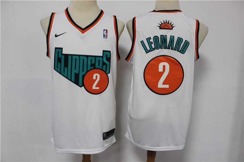 Men Los Angeles Clippers #2 Leonard white Game Nike NBA Jerseys Print->los angeles clippers->NBA Jersey